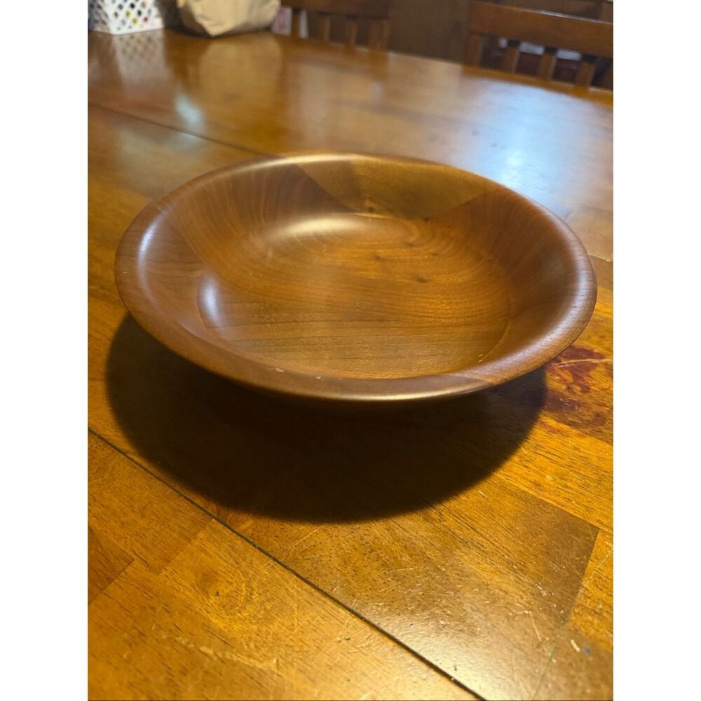 Vintage Solid Burl Walnut 9" Turned Wood Bowl decor Billings Missouri USA